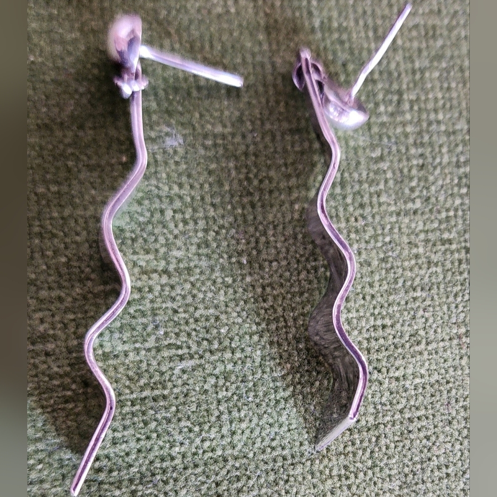 Vintage Mexico 925 Sterling Silver Wave Earrings